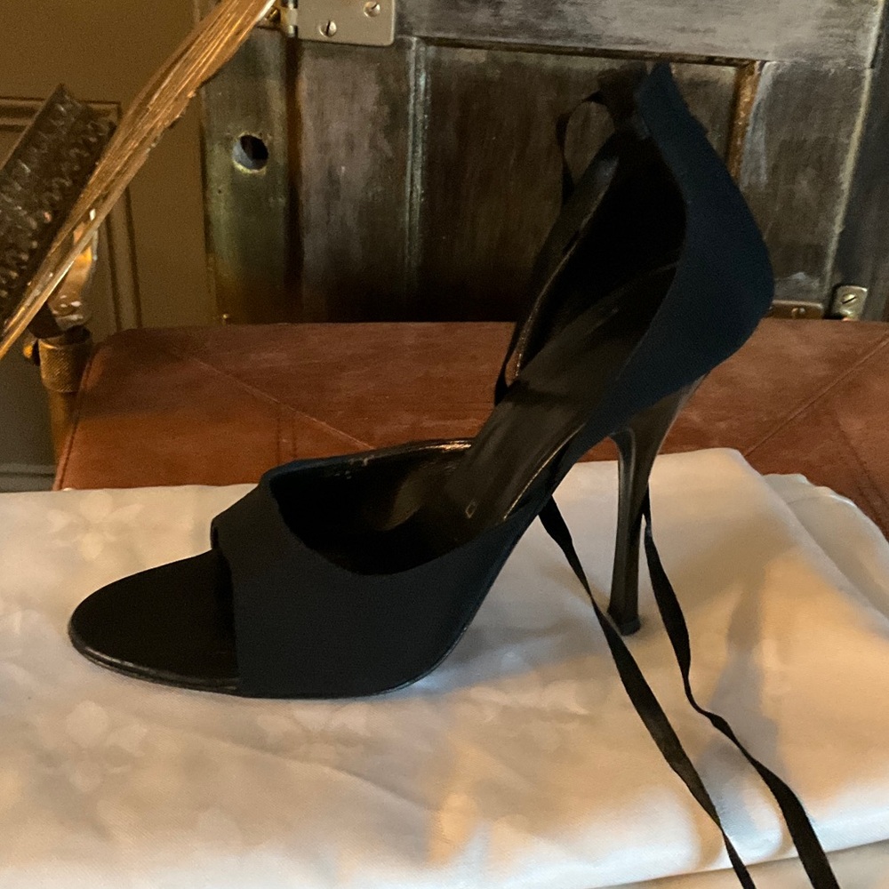 Giuseppe Zanotti Black Open-Toe Heels